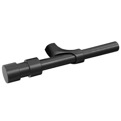 Commonwealth Home Fashions Blackout Rod Aluminum Adjustable Bay Window Single Curtain Rod In Matte Black;black