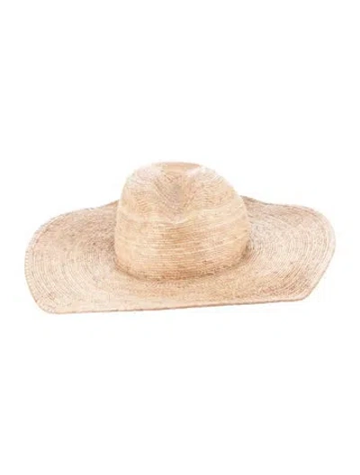 Pre-owned Communitie Straw Woven Wide Brim Sun Hat In Neutral