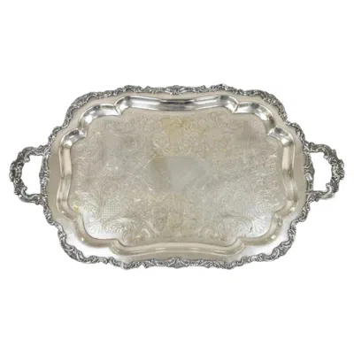Pre-owned Community Vintage  Ascot Sheffield Large Victorian Silver Plated Platter Bar Tray