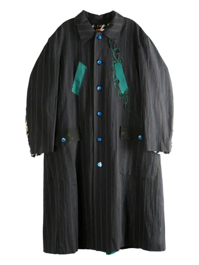 Communs Appliqué-detail Striped Coat In Black