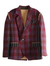 Communs Check Pattern Blazer In Red