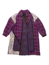 Communs Checked Trench Coat In Purple