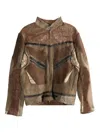 Communs Distressed-effect Jacket In Brown