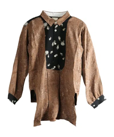 Communs Floral Embroidered Shirt In Brown