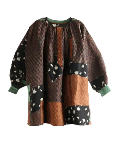 Communs Floral Lattice Stitched Shirt In Black