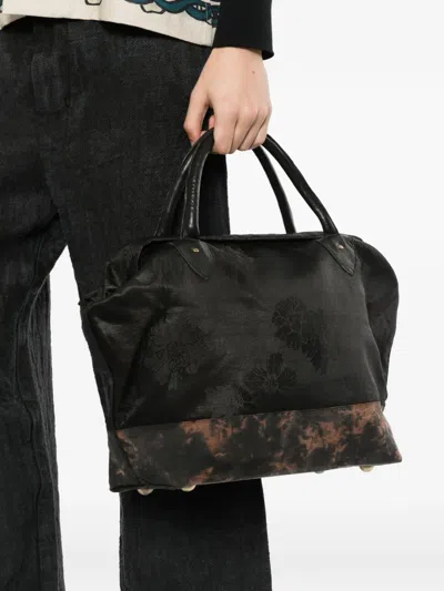 Communs Floral-jacquard Panelled Clutch Bag In Black