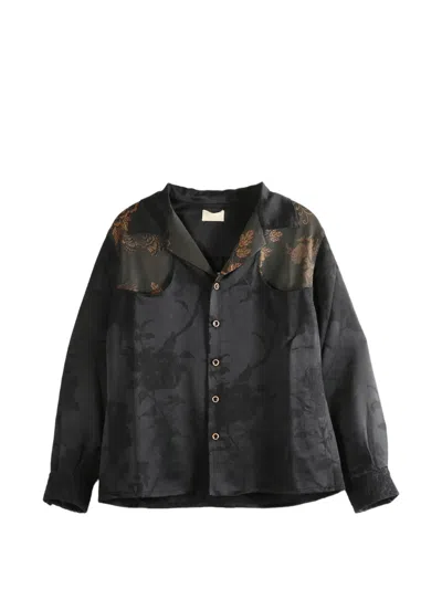 Communs Floral-jacquard Shirt In Black