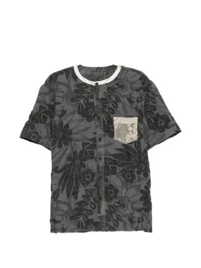 Communs Floral-print Collarless Shirt In Multi