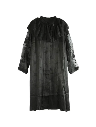 Communs Lace Ruffled Coat In Black