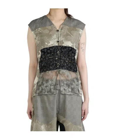 Communs Printed Patchwork Vest In Multi