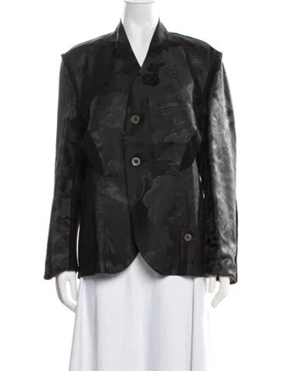 Pre-owned Communs Silk Patterned Blazer In Black