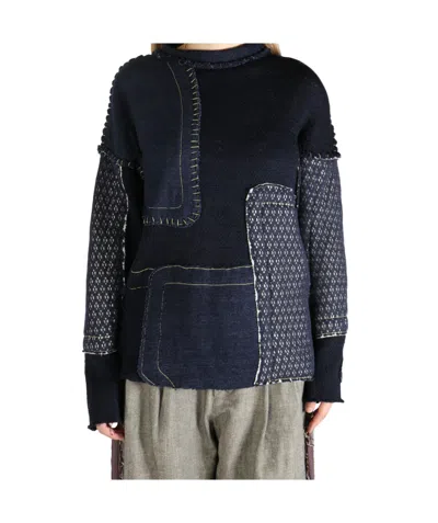 COMMUNS PATCHWORK LONG-SLEEVE SWEATER