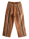 Communs Textured Stripe Trousers In Brown