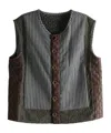 Communs Patchwork Buttoned Vest In Black