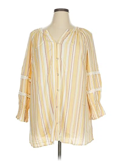Pre-owned Como Black 3/4 Sleeve Blouse In Yellow