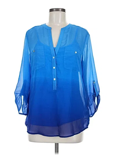 Pre-owned Como Black 3/4 Sleeve Henley Shirt In Blue