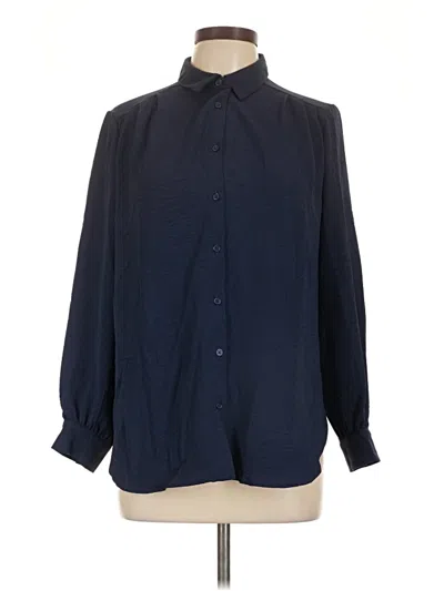 Pre-owned Como Black Long Sleeve Blouse In Blue