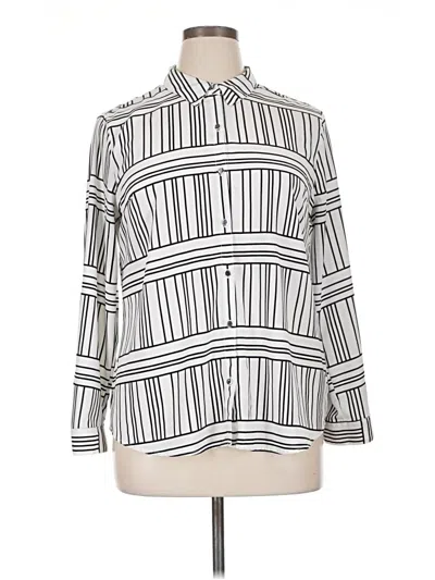 Pre-owned Como Black Long Sleeve Blouse In White