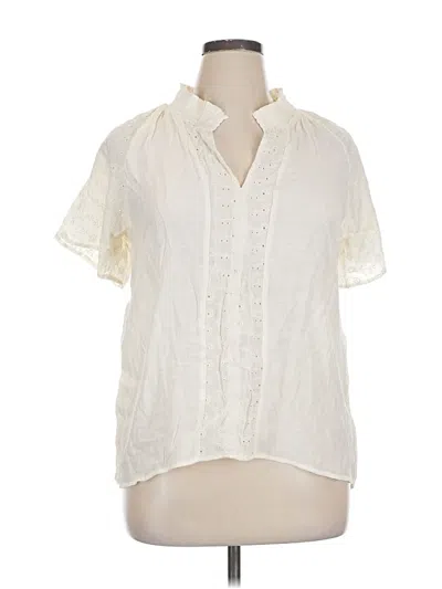Como Black Short Sleeve Blouse In White
