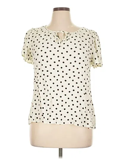 Pre-owned Como Black Short Sleeve Blouse In White