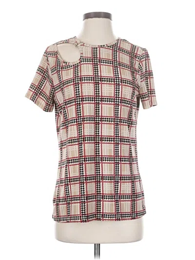 Pre-owned Como Black Short Sleeve Blouse In White