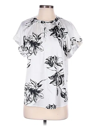 Pre-owned Como Black Short Sleeve Blouse In White