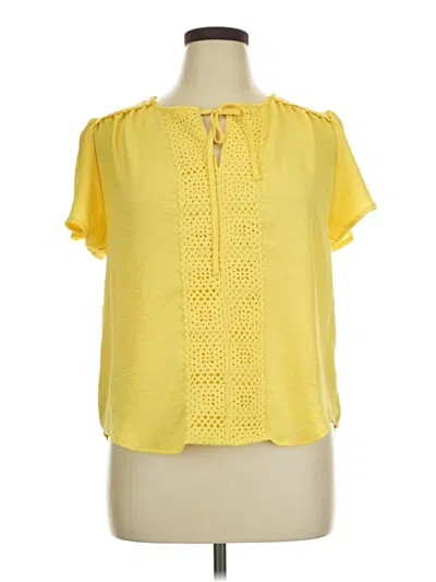 Pre-owned Como Black Short Sleeve Blouse In Yellow