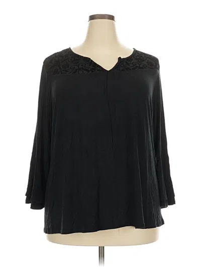 Pre-owned Como Blu 3/4 Sleeve Blouse In Black