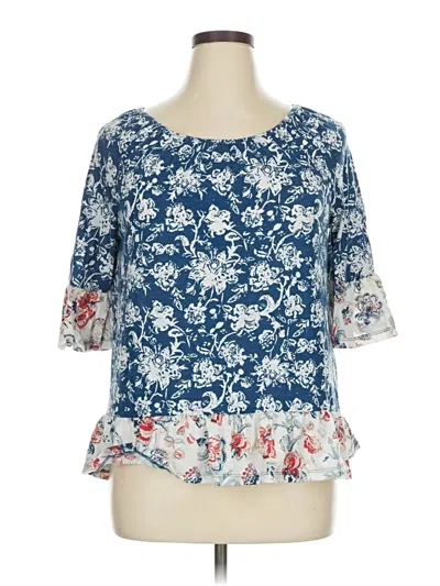 Pre-owned Como Blu 3/4 Sleeve Blouse In Blue