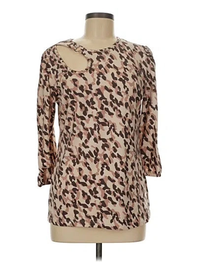 Pre-owned Como Blu 3/4 Sleeve Blouse In Brown