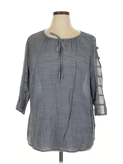 Pre-owned Como Blu 3/4 Sleeve Blouse In Gray