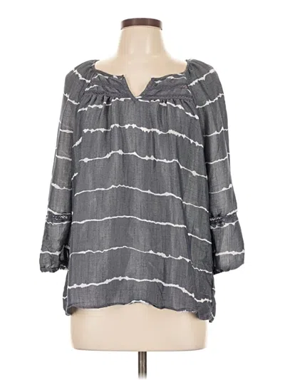 Pre-owned Como Blu 3/4 Sleeve Blouse In Gray
