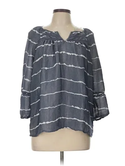 Pre-owned Como Blu 3/4 Sleeve Blouse In Gray
