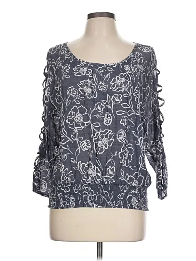 Pre-owned Como Blu 3/4 Sleeve Blouse In Gray