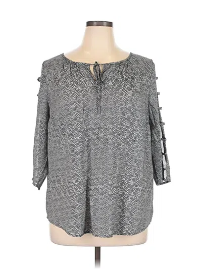 Pre-owned Como Blu 3/4 Sleeve Blouse In Gray
