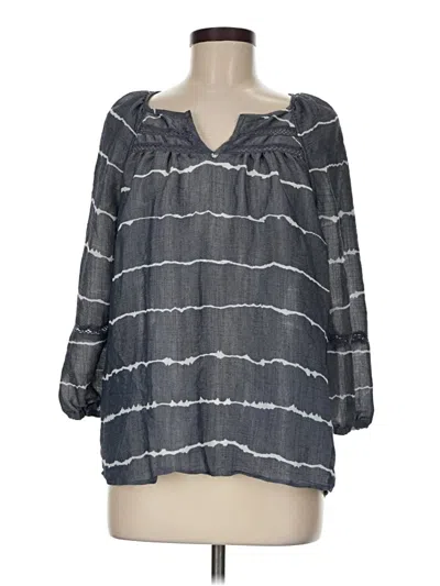 Pre-owned Como Blu 3/4 Sleeve Blouse In Gray
