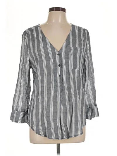 Pre-owned Como Blu 3/4 Sleeve Blouse In Gray