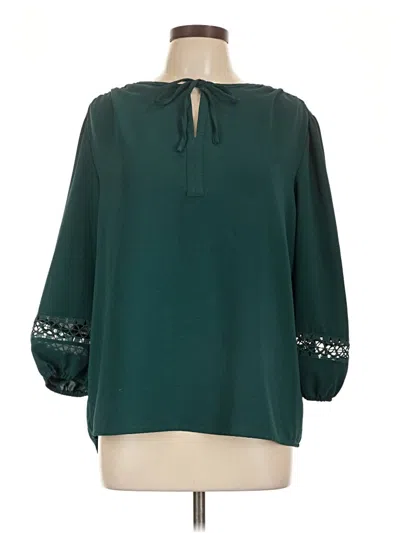 Pre-owned Como Blu 3/4 Sleeve Blouse In Green