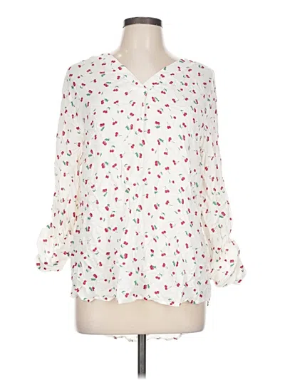Pre-owned Como Blu 3/4 Sleeve Blouse In Ivory