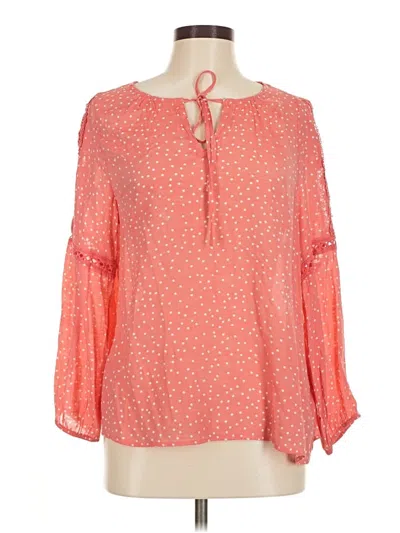 Pre-owned Como Blu 3/4 Sleeve Blouse In Orange