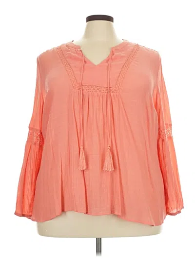 Pre-owned Como Blu 3/4 Sleeve Blouse In Pink