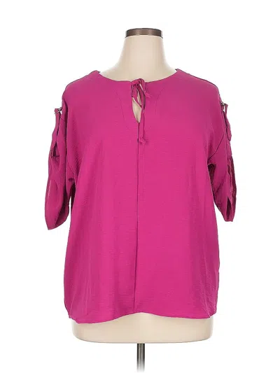 Pre-owned Como Blu 3/4 Sleeve Blouse In Pink