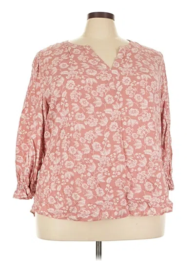 Pre-owned Como Blu 3/4 Sleeve Blouse In Pink