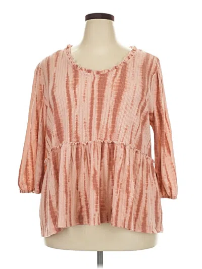 Pre-owned Como Blu 3/4 Sleeve Blouse In Pink