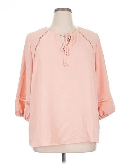 Pre-owned Como Blu 3/4 Sleeve Blouse In Pink