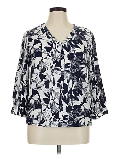 Pre-owned Como Blu 3/4 Sleeve Blouse In Silver