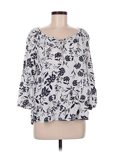Pre-owned Como Blu 3/4 Sleeve Blouse In White