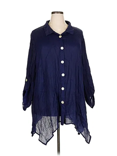 Pre-owned Como Blu 3/4 Sleeve Button Down Shirt In Blue