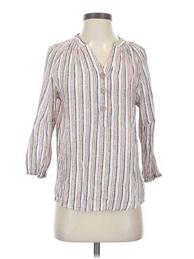 Pre-owned Como Blu 3/4 Sleeve Button Down Shirt In White