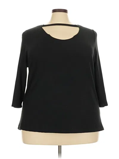 Pre-owned Como Blu 3/4 Sleeve Top Black Keyhole Neckline Tops